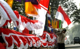 FLAGS OF INDONESIA IN PREPARATION FOR THE CELEBRATION